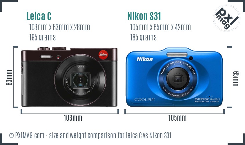 Leica C vs Nikon S31 size comparison Leica C vs Nikon S31 size comparison