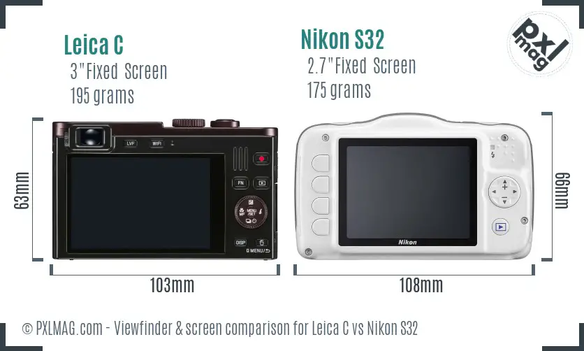 Leica C vs Nikon S32 Screen and Viewfinder comparison Leica C vs Nikon S32 Screen and Viewfinder comparison