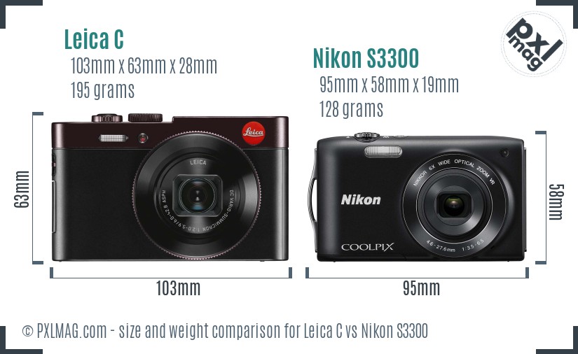 Leica C vs Nikon S3300 size comparison Leica C vs Nikon S3300 size comparison