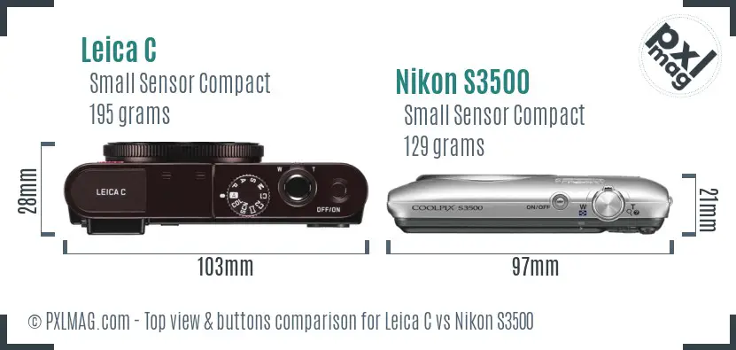 Leica C vs Nikon S3500 top view buttons comparison