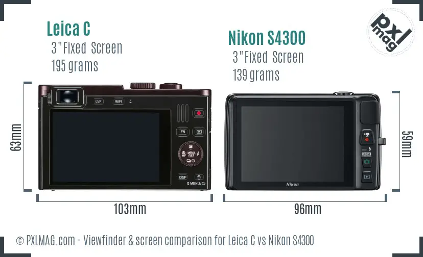 Leica C vs Nikon S4300 Screen and Viewfinder comparison Leica C vs Nikon S4300 Screen and Viewfinder comparison