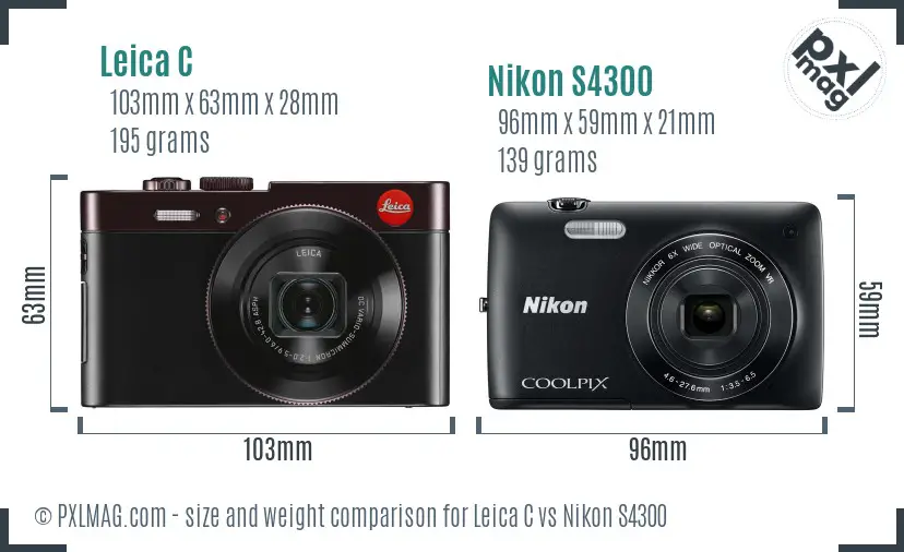 Leica C vs Nikon S4300 size comparison Leica C vs Nikon S4300 size comparison