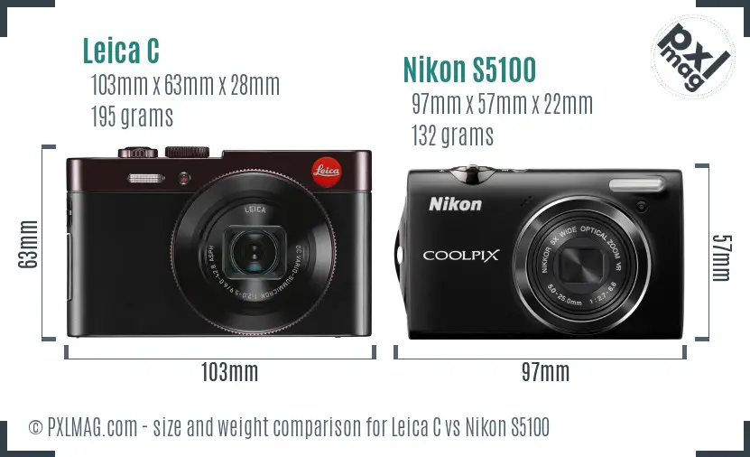 Leica C vs Nikon S5100 size comparison