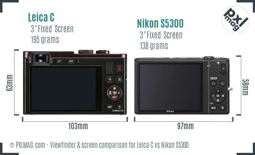 Leica C vs Nikon S5300 Screen and Viewfinder comparison