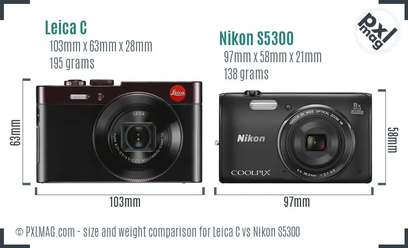 Leica C vs Nikon S5300 size comparison
