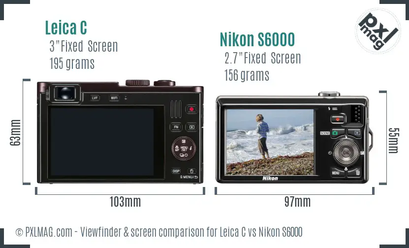 Leica C vs Nikon S6000 Screen and Viewfinder comparison Leica C vs Nikon S6000 Screen and Viewfinder comparison