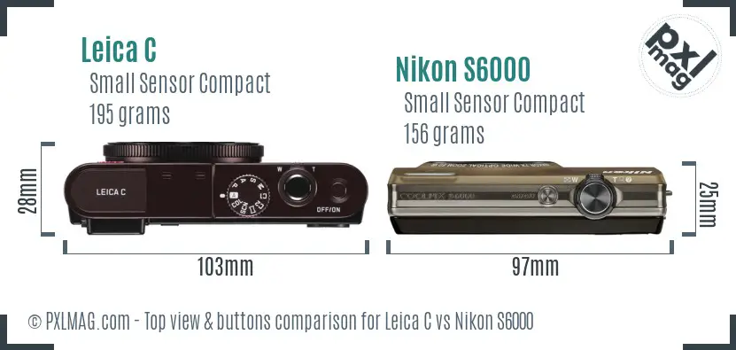 Leica C vs Nikon S6000 top view buttons comparison Leica C vs Nikon S6000 top view buttons comparison