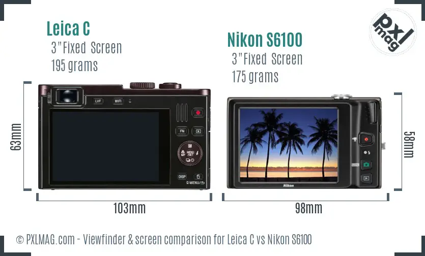 Leica C vs Nikon S6100 Screen and Viewfinder comparison