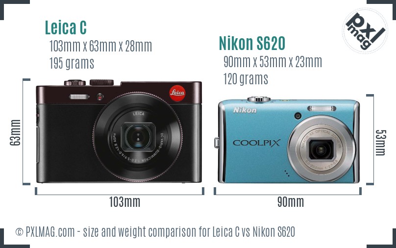 Leica C vs Nikon S620 size comparison