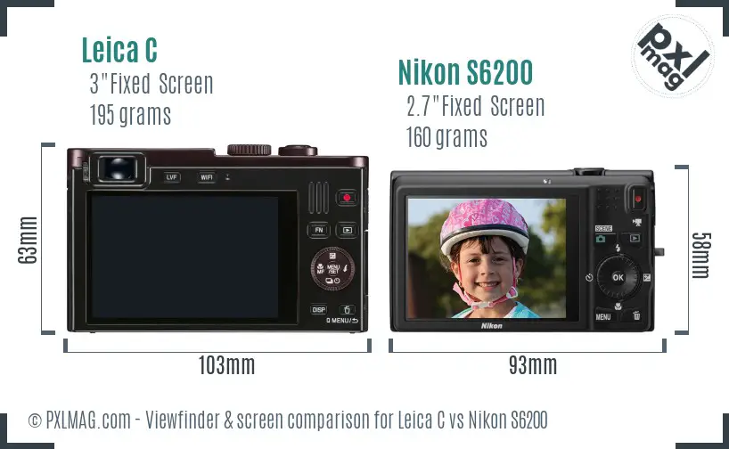 Leica C vs Nikon S6200 Screen and Viewfinder comparison