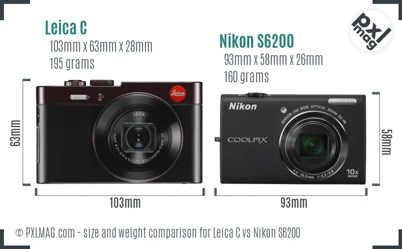 Leica C vs Nikon S6200 size comparison
