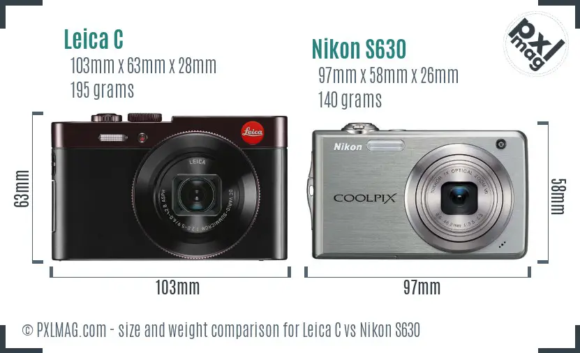 Leica C vs Nikon S630 size comparison