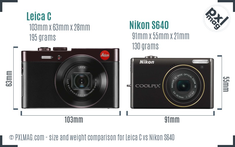 Leica C vs Nikon S640 size comparison