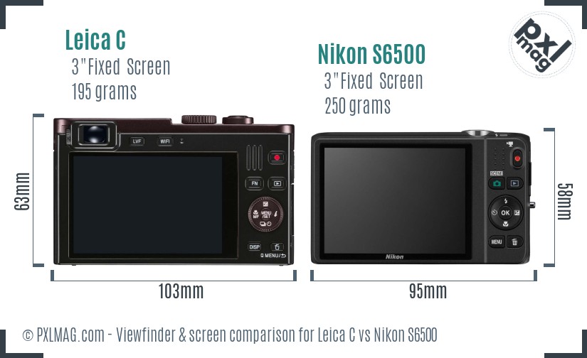 Leica C vs Nikon S6500 Screen and Viewfinder comparison