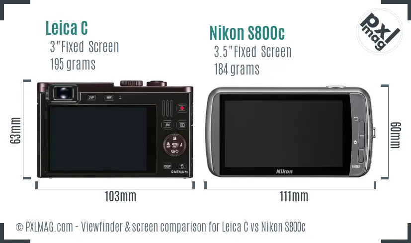 Leica C vs Nikon S800c Screen and Viewfinder comparison