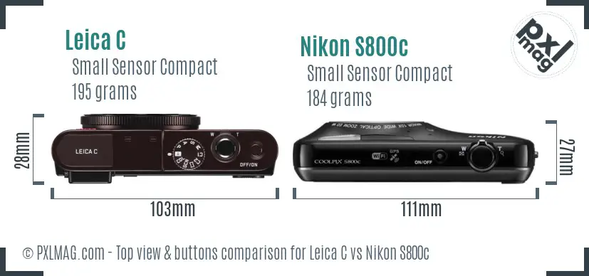 Leica C vs Nikon S800c top view buttons comparison