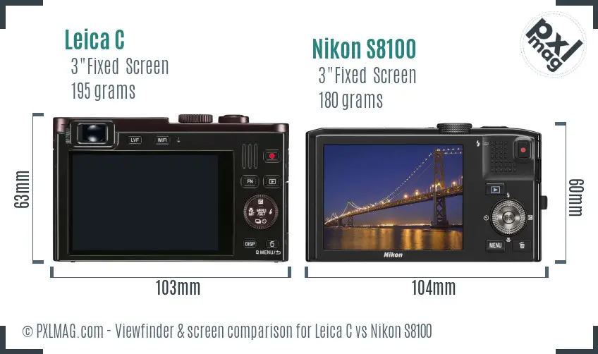 Leica C vs Nikon S8100 Screen and Viewfinder comparison