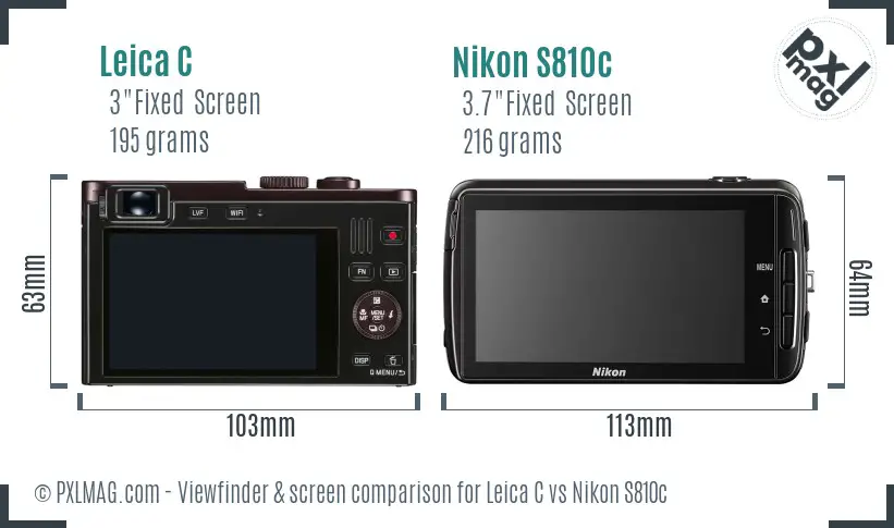 Leica C vs Nikon S810c Screen and Viewfinder comparison