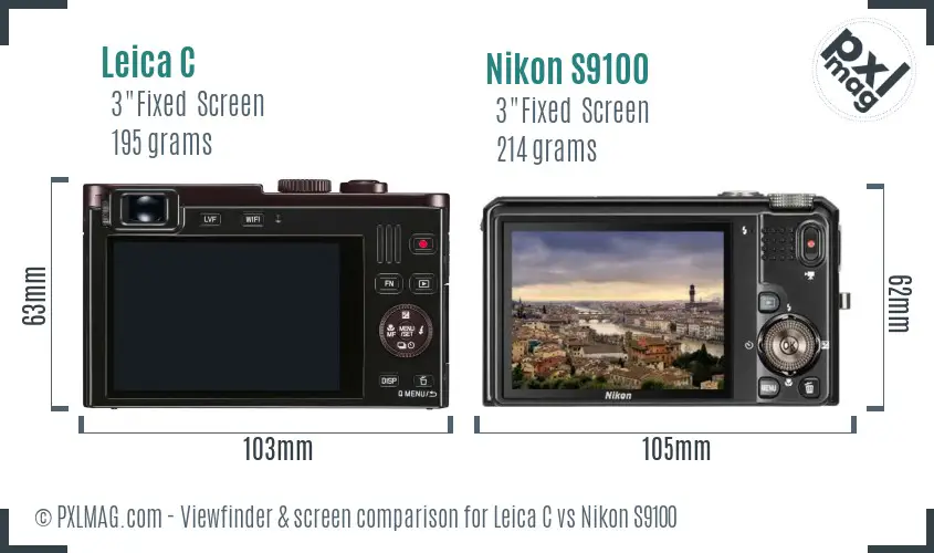 Leica C vs Nikon S9100 Screen and Viewfinder comparison