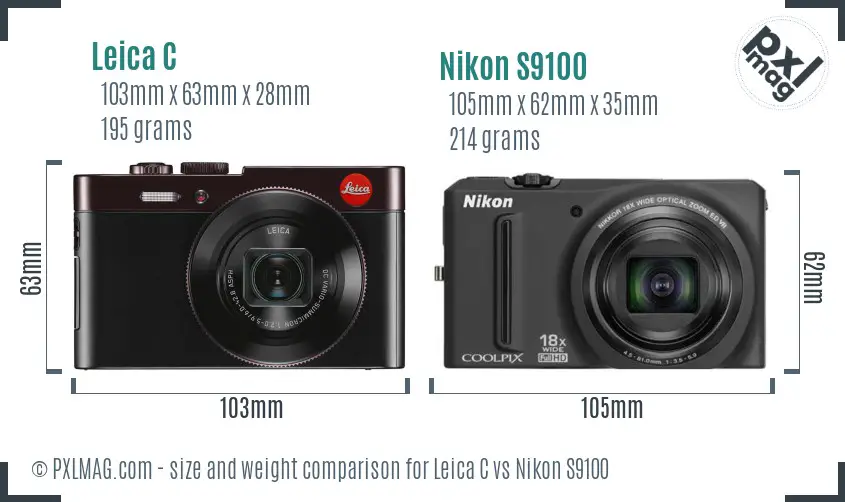 Leica C vs Nikon S9100 size comparison