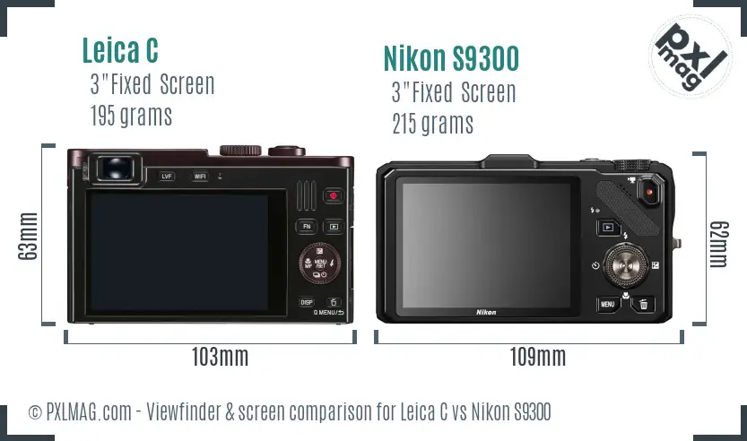 Leica C vs Nikon S9300 Screen and Viewfinder comparison
