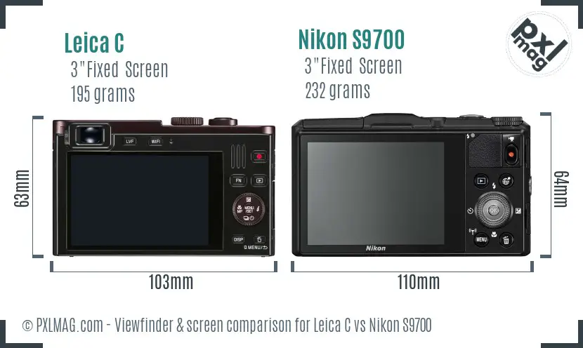 Leica C vs Nikon S9700 Screen and Viewfinder comparison