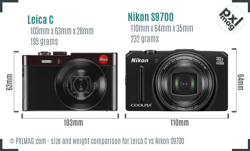 Leica C vs Nikon S9700 size comparison