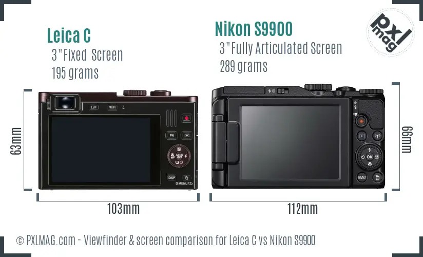 Leica C vs Nikon S9900 Screen and Viewfinder comparison