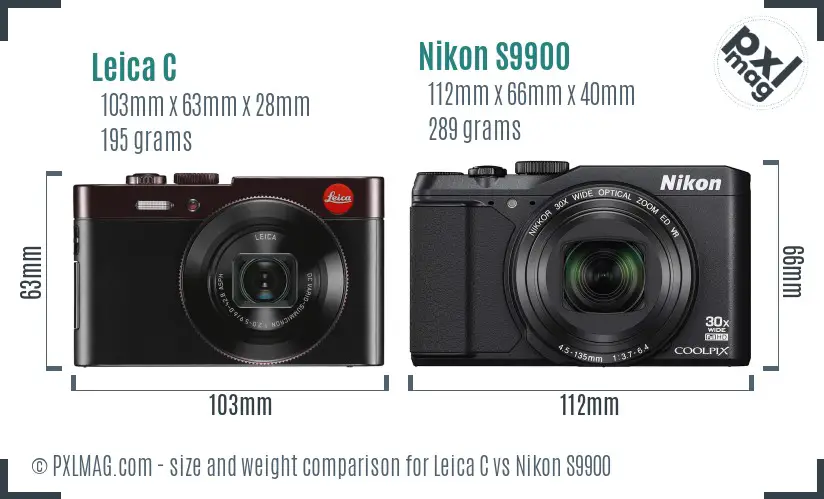 Leica C vs Nikon S9900 size comparison