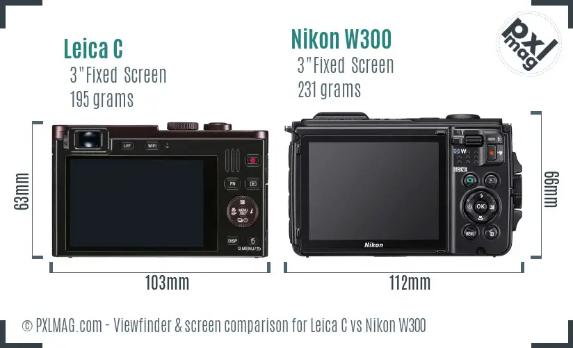 Leica C vs Nikon W300 Screen and Viewfinder comparison