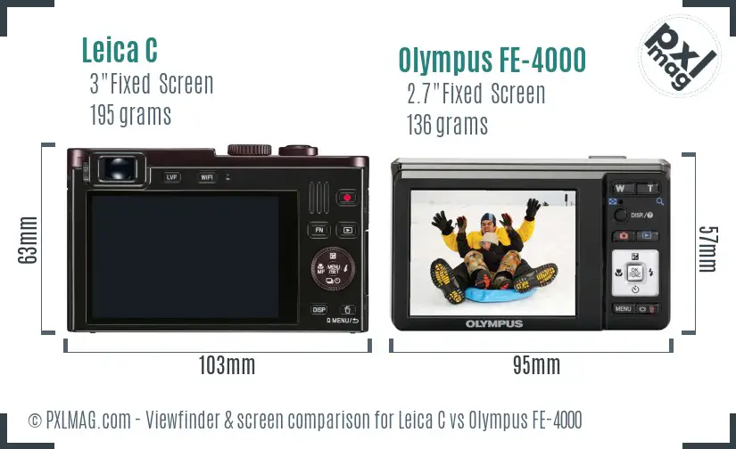 Leica C vs Olympus FE-4000 Screen and Viewfinder comparison Leica C vs Olympus FE-4000 Screen and Viewfinder comparison