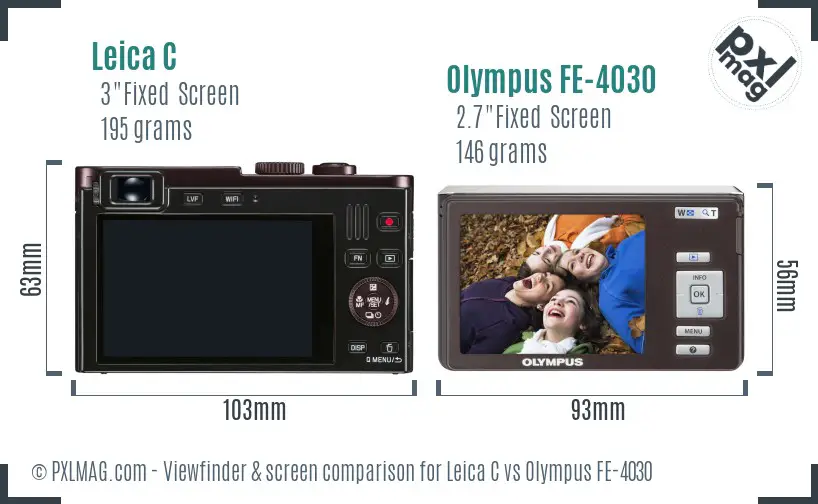 Leica C vs Olympus FE-4030 Screen and Viewfinder comparison