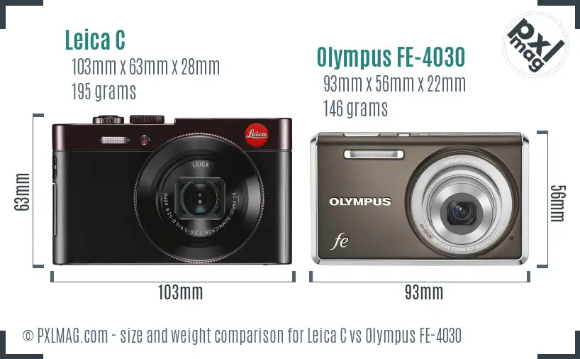 Leica C vs Olympus FE-4030 size comparison