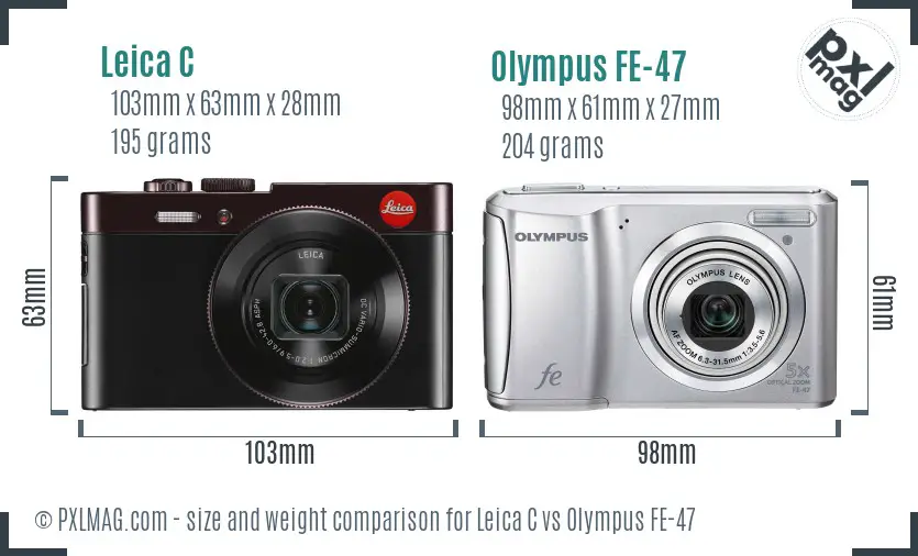Leica C vs Olympus FE-47 size comparison