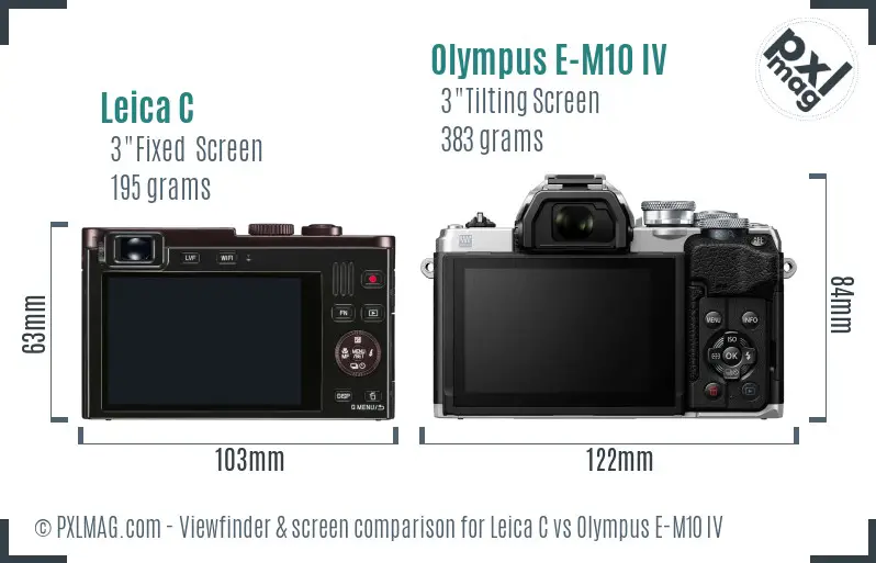 Leica C vs Olympus E-M10 IV Screen and Viewfinder comparison