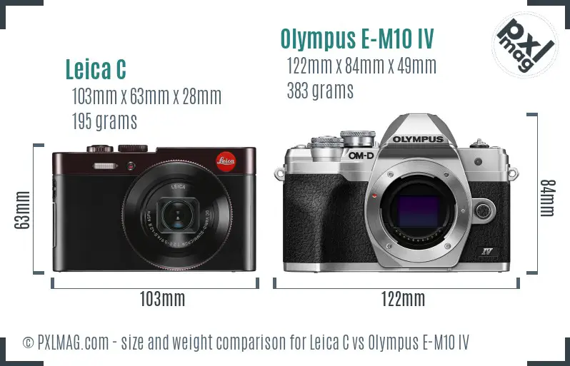 Leica C vs Olympus E-M10 IV size comparison
