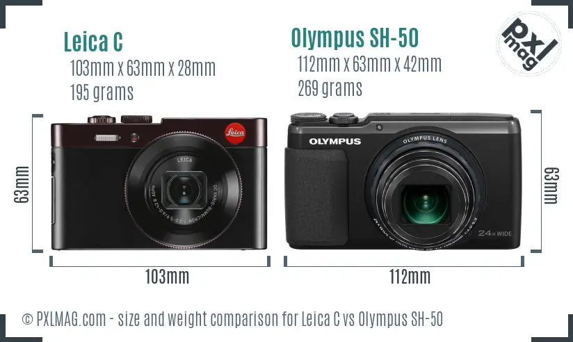 Leica C vs Olympus SH-50 size comparison