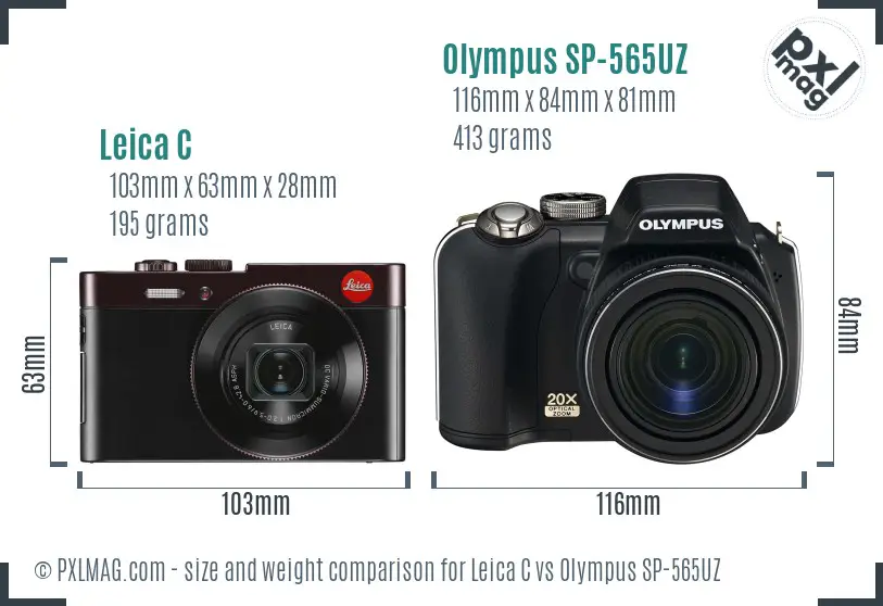 Leica C vs Olympus SP-565UZ size comparison