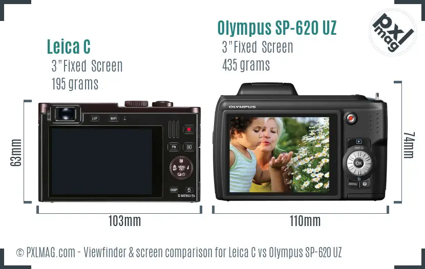 Leica C vs Olympus SP-620 UZ Screen and Viewfinder comparison