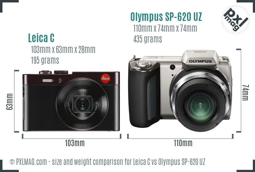 Leica C vs Olympus SP-620 UZ size comparison