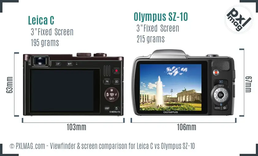 Leica C vs Olympus SZ-10 Screen and Viewfinder comparison