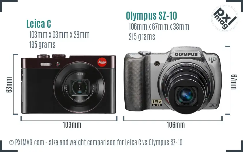 Leica C vs Olympus SZ-10 size comparison