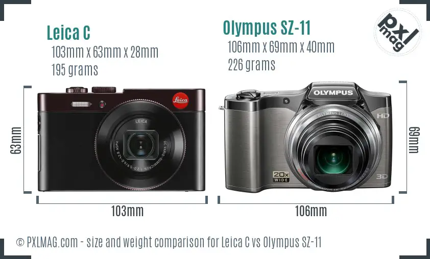 Leica C vs Olympus SZ-11 size comparison