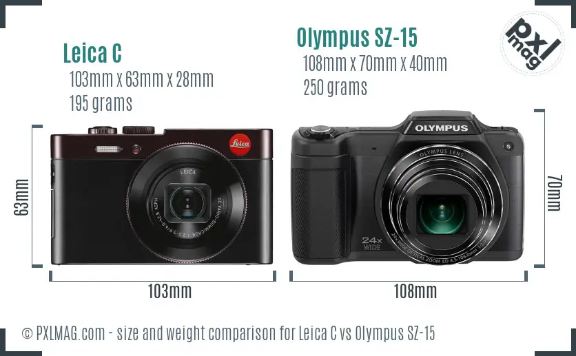 Leica C vs Olympus SZ-15 size comparison