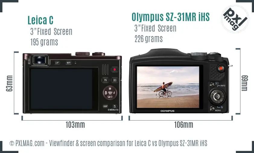 Leica C vs Olympus SZ-31MR iHS Screen and Viewfinder comparison