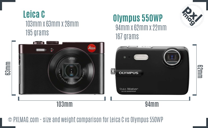 Leica C vs Olympus 550WP size comparison