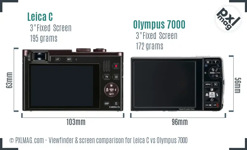 Leica C vs Olympus 7000 Screen and Viewfinder comparison