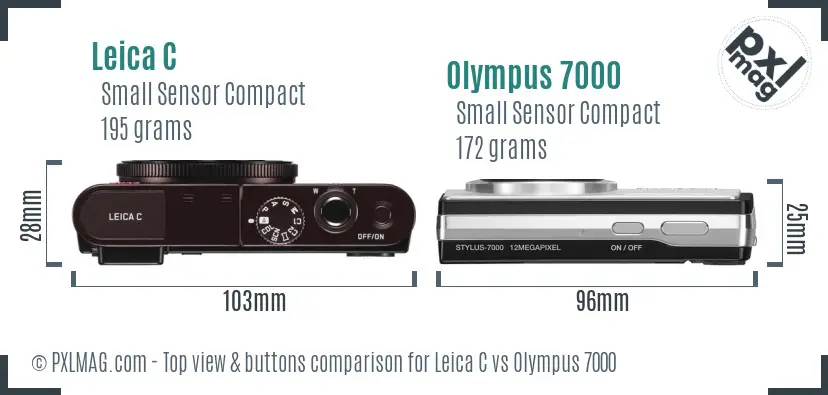 Leica C vs Olympus 7000 top view buttons comparison