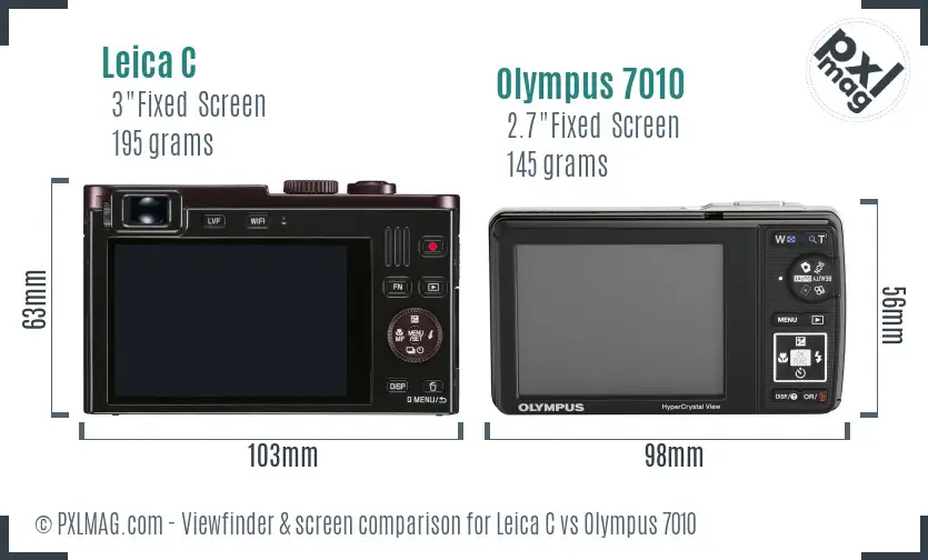 Leica C vs Olympus 7010 Screen and Viewfinder comparison Leica C vs Olympus 7010 Screen and Viewfinder comparison
