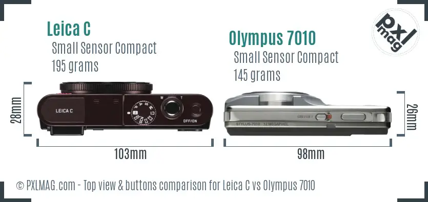 Leica C vs Olympus 7010 top view buttons comparison Leica C vs Olympus 7010 top view buttons comparison